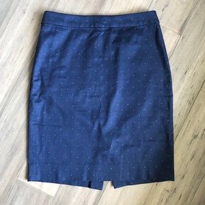JCREW blue w/polka dot pencil skirt
